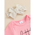 thumbnail image 6 of Newborn Baby Girl Little Sis Outfits Letter Short Sleeve T-shirt Romper Pants Set Headband Coming Home Hospital Clothes, 6 of 8