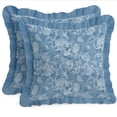 thumbnail image 4 of Ensemble de 2 Housses de Coussin en Sergé de Coton Vargottam - Imprimé Floral, 16x16 Housses de Coussin à Volants avec Fermeture Éclair Cachée, Imprimé Réversible, Décor Rustique de Ferme, 4 of 6