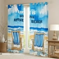 thumbnail image 2 of Erosebridal Ocean Beach Curtains for Living Room,Blue Wheat 30%-50% Blackout Curtains Set of 2 (38x45),Sea Marine Curtains and Drapes (38x45),Summer Holiday Bedroom Decorative, 2 of 6