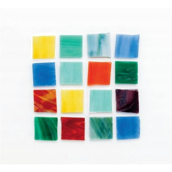 Stained Glass Square Mosaic Tile Assortment, 0.75 x 0.75 in., Assorted Color, 4 lbs Bag - Pack of 450