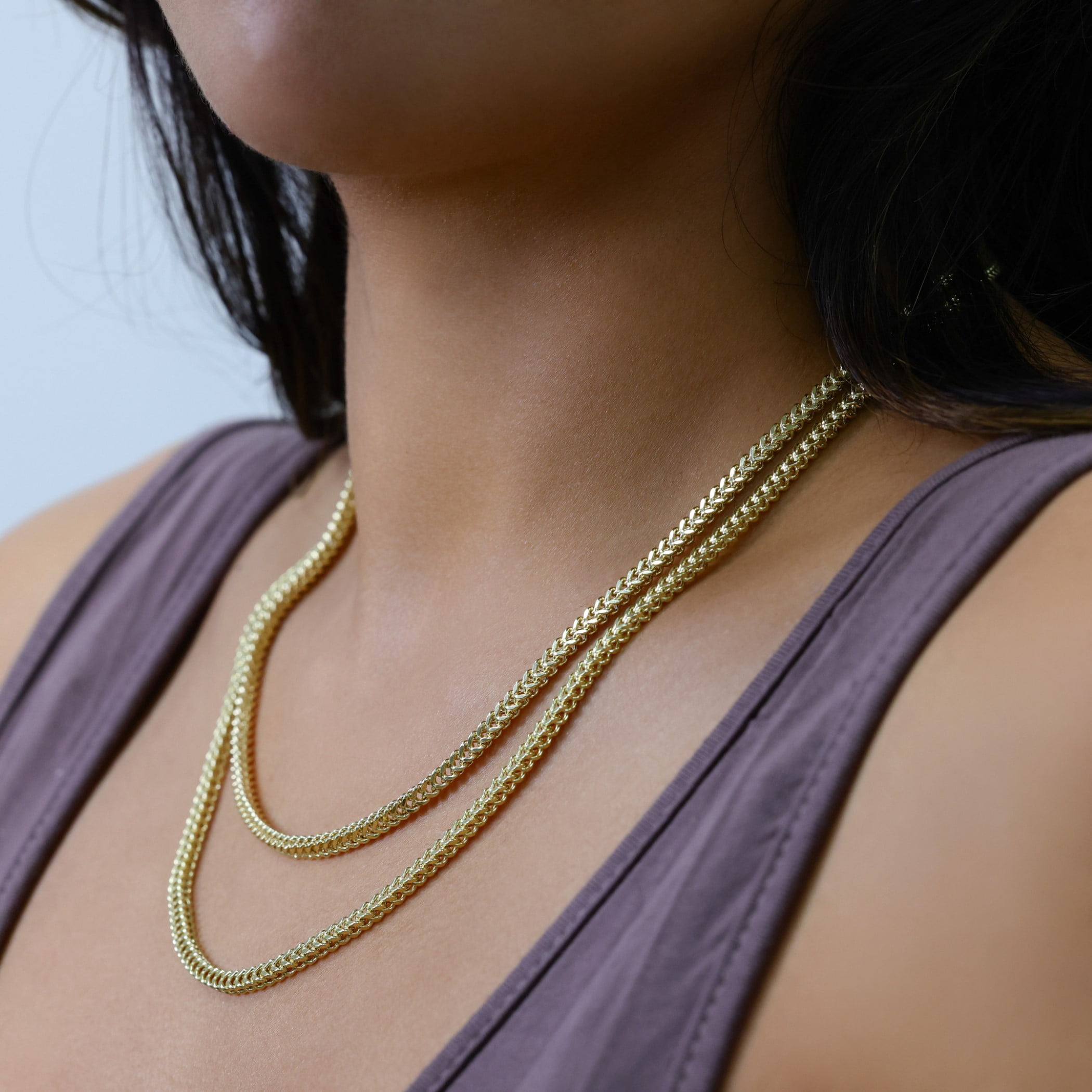 Nuragold 14k Real Yellow Gold Franco Square 3mm Box Chain Wheat Chain Necklace (18"-30") Italian Jewelry for Men & Women