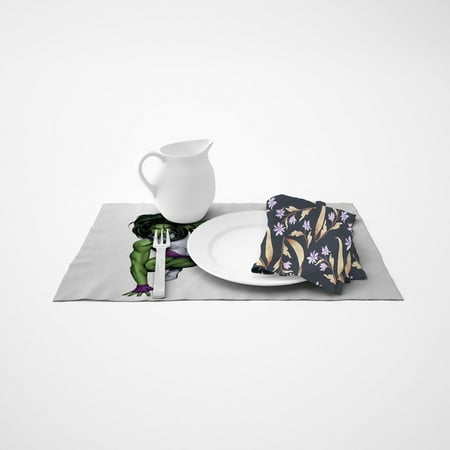

She Hulk pattern 12×17 inch linen placemat high-quality and durable easy to clean adding a pleasant dining experience