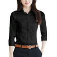 thumbnail image 2 of ZenCart Women Shirt Lapel Long Sleeve Button Placket Shirt Tops Solid Color Slim Fit Business Office Shirt Workwear, 2 of 8
