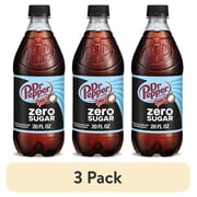 (3 pack) Dr Pepper Zero Sugar Creamy Coconut Soda Pop, 20 fl oz, Bottle
