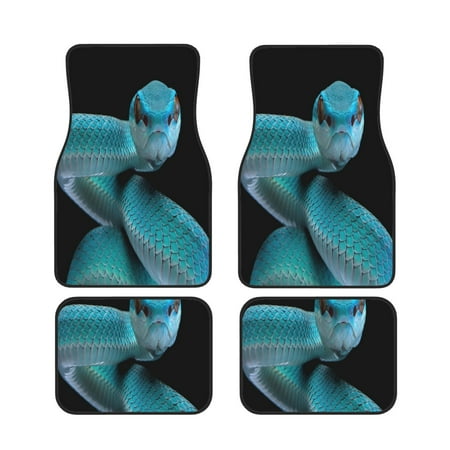 Zeuib Blue Viper Snake1 Print Waterproof Universal Fit Car Floor Mats Car Foot Mat set Of 4 Pieces Fit for SUV Vans Sedans Trucks