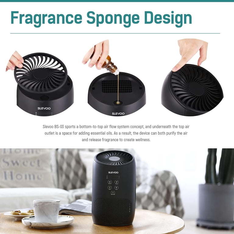 Slevoo Purificateur D'air Pour Grande Pièce À La Maison, Filtre HEPA Véritable H13 Et 3 Préfiltres Pour Chambre, Bureau, Salon, Couvre Jusqu'à 1991,3 Pi², CADR 326 M³/h, Noir