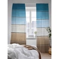 thumbnail image 3 of Blue Brown Sheer Curtains 96 Inch Long 2 Panels, Gradient Wood Grain Vintage Farmhouse Light Filtering Rod Pocket Semi Sheer Curtains, Sheer Voile Drapes for Living Room Bedroom, 52"x96", 3 of 5