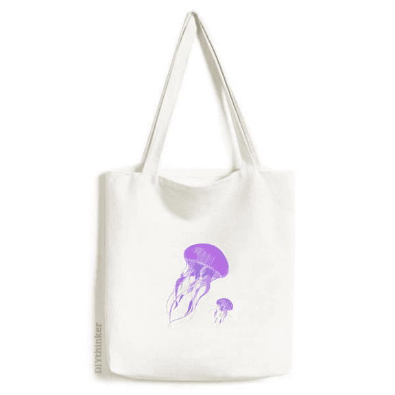 Purple Jelly Fish Acaleph Flotage Tote Canvas Bag Shopping Satchel Casual Handbag