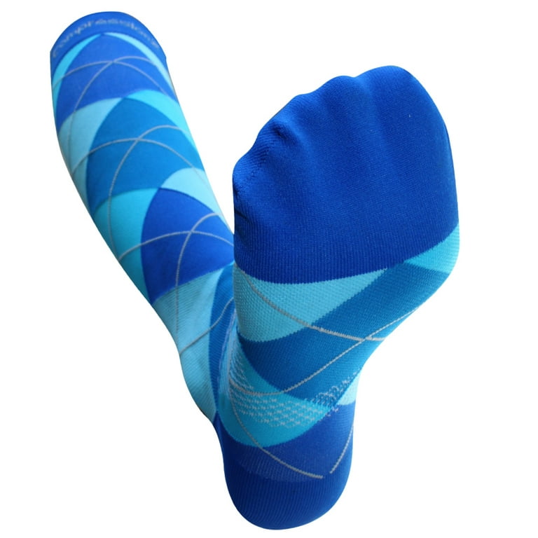 CompressionZ Compression Socks for Men & Women - 30 40 mmHg Graduated  Medical Compression - Travel, Edema, Diabetics - Swelling in Feet & Legs -  M, Argyle Blue 