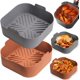 thumbnail image 1 of Paquete de 2 forros cuadrados de silicona para freidora de aire, ollas para freidora de aire reutilizables seguras para alimentos, accesorios para horno, 1 of 5