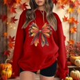 thumbnail image 2 of Fiaer Thanksgiving Sweatshirts for Women Leaf Graphic Long Sleeve Pullovers Crew Neck Baggy Fashion Plus Size Tops Red XL, 2 of 4