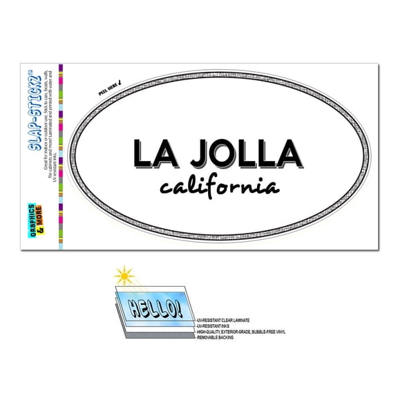 La Jolla, CA - California - Black and White - City State - Oval Laminated Sticker