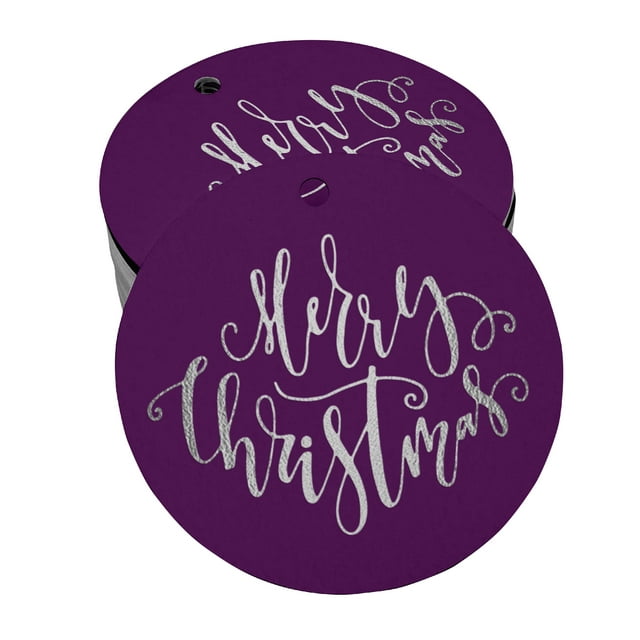 Inkdotpot 100 Pack Real Silver Foil Paper Tags Merry Christmas Favor Hang Tags