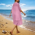 thumbnail image 6 of LangJing Long Chiffon Cardigans for Women Summer Lightweight Half Sleeve Kimono Cover Ups Spring Open Front Cardigan Pink,XL, 6 of 8