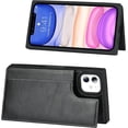 thumbnail image 5 of for iPhone 11 Luxury PU Leather Case with Card Holder,[3 Card Slots],Double Magnetic Clasp Stand Function Back Wallet Case Flip Durable Protective Case for iPhone 11 6.1",Black, 5 of 15