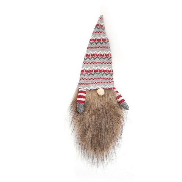 Ounissouiy Cubierta de botella de vino de Navidad sin rostro anciano tejido manga rayas sombrero Navidad Toppers hogar comedor fiesta boda Kits de decoración para fiestas Gris rojo