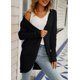 thumbnail image 3 of Suéter con Capucha para Mujer Abrigo Moda Frente Abierto Tejido Irregular Color Puro Cárdigan Informal para Mujer para Otoño Invierno Mujer Negro XL, 3 of 6