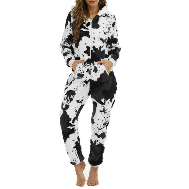 yievot Adult Onesie Pajamas for Women Soft Comfy Lounge Fleece Sherpa  Romper Sleepwear Zipper Cute Ear Hooded Warm Winter Pajamas 