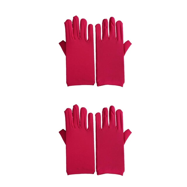 Youkk Spandex Gants Femmes Porte à la Main Élastique Réglable Multifonctionnel Cosplay Confortable Vêtements Soie Conduite Ornements Rose Rouge 2Set