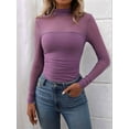 thumbnail image 5 of Women'S Sexy- Mock Turtle Neck Long Sleeve Tops Sheer Mesh Ruched Trendy Going Out Shirts Blouse Smoke  S, 5 of 8