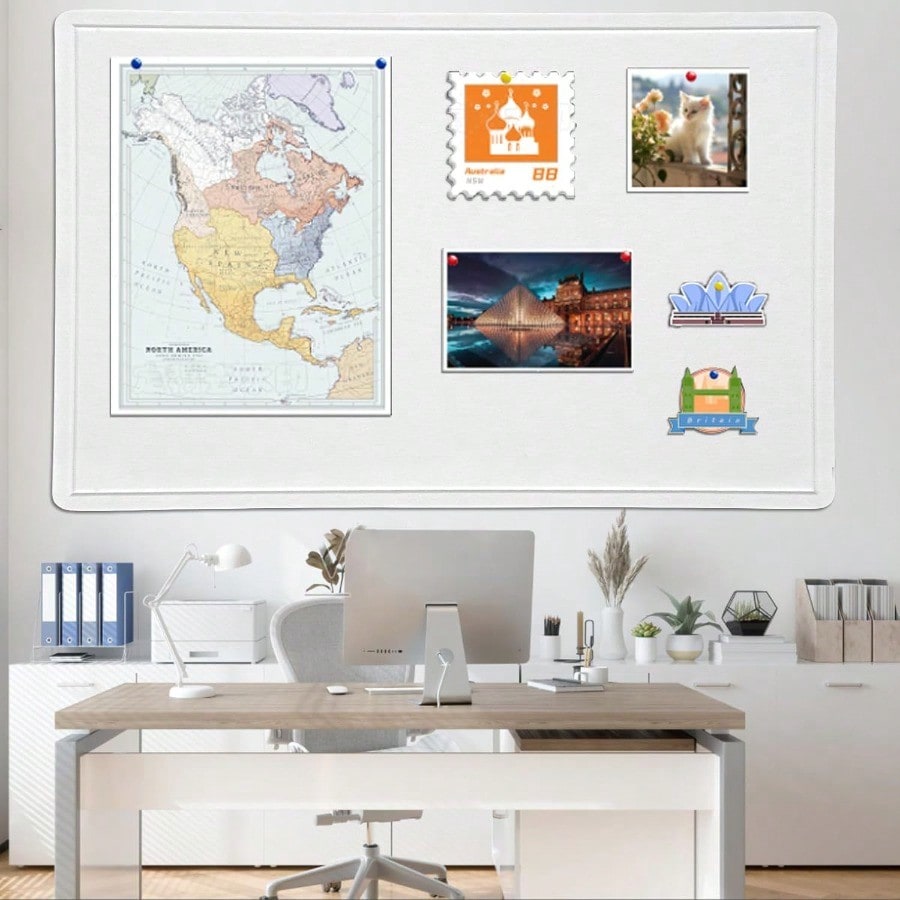Large Bulletin Board 60 X 36 inches Decorative Felt Pin Board 5' x 3' Cork Board Alternative for Wall Foldable Photo Board SelfAdhesive Vision Board Prayer Board with 30 Pushpins Warm White
