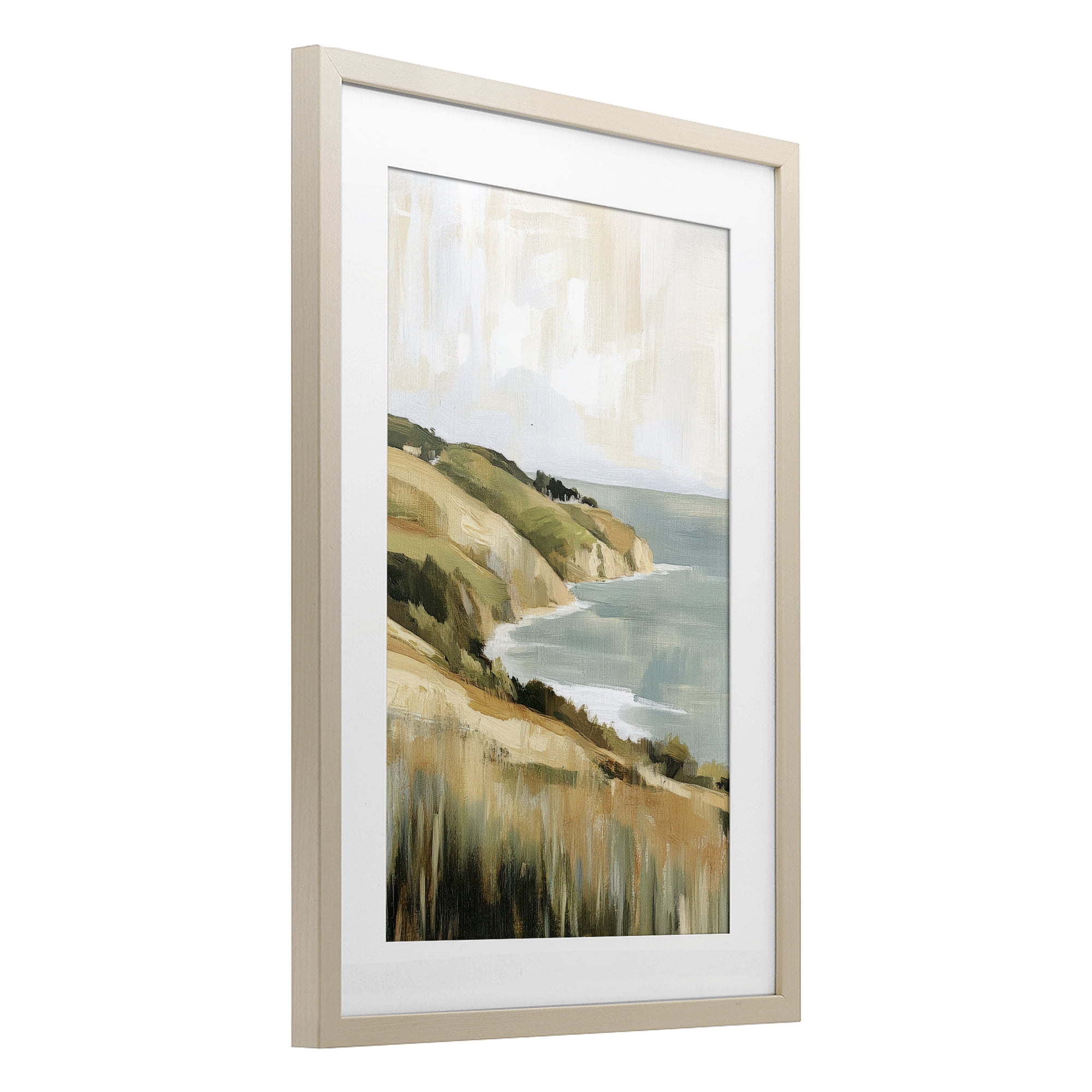 Stupell Industries Serene Cliff Coast Landscape Birch Framed Print Under Glass, design by Petal Prints Design