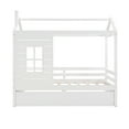 thumbnail image 4 of Hommoo Twin Size House Bed, Wood Platform Bed with Roof Window and Trundle, White, 4 of 7