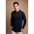 thumbnail image 3 of Men's Cottonique M17776 Latex Free Organic Cotton Long Sleeve Henley Shirt (Black L), 3 of 5