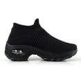 thumbnail image 4 of Womens Platform Sneakers Slip on Elastic Knit Mesh Sock Shoes Air Cushion Athletic Running Trekking Shoes Black Size 9.5, 4 of 8
