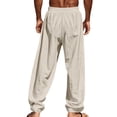 thumbnail image 4 of BRANROY Men's Cotton Linen Athletic Pants Loose Fit Breathable Casual Sports Trousers for Men Running Gym,Beige L, 4 of 4