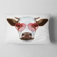 thumbnail image 2 of Designart Cow with Red Heart Glasses - Animal Throw Pillow - 12x20, 2 of 5