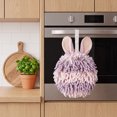 thumbnail image 5 of REGALWOVEN 1 Pc Fluffy Chenille Ball Hand Towels with Hanging Loops Rabbit Shape Quick Drying Soft Absorbent Purple 7" x 7", 5 of 6