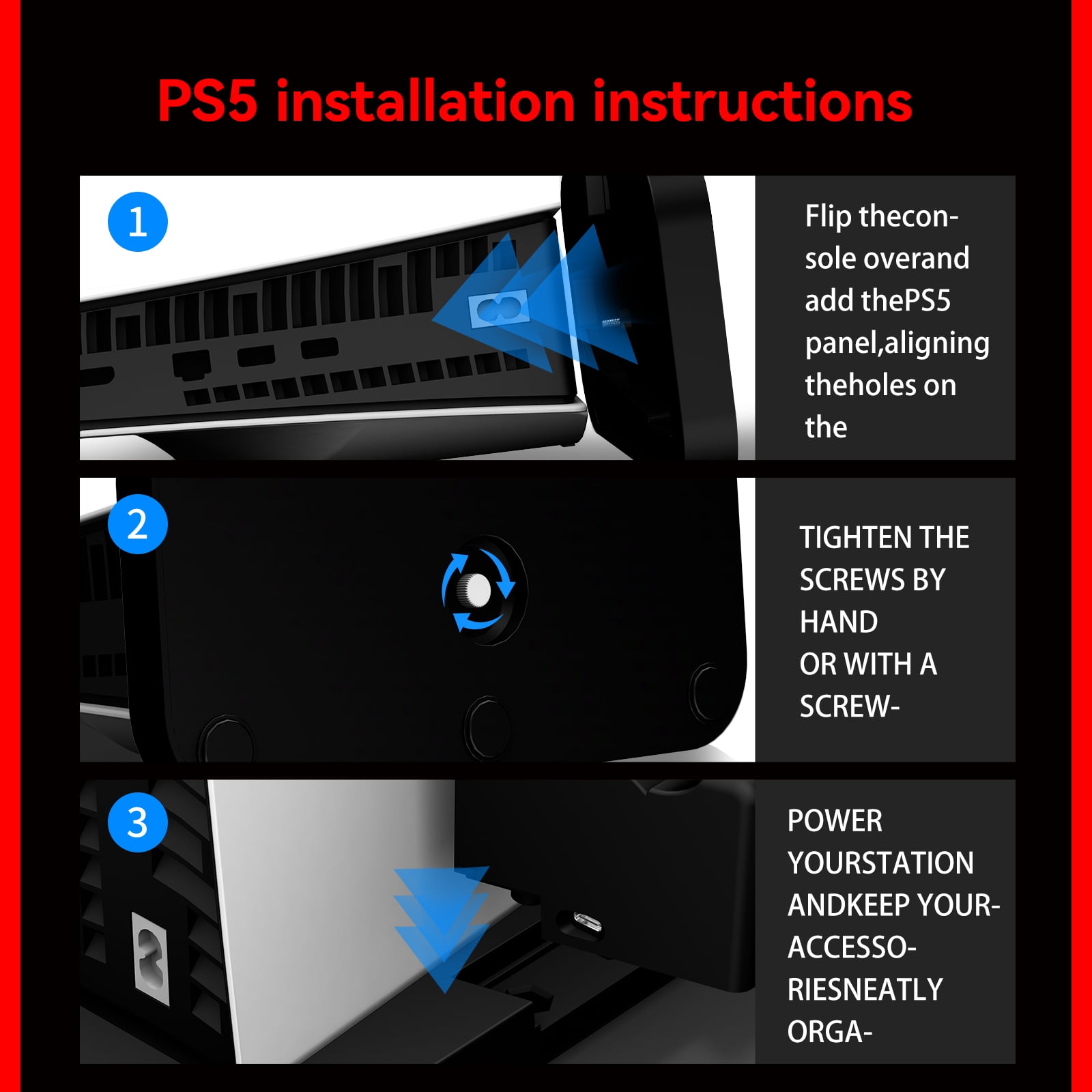 NBCP PS5 Vertical Stand with Dual Controller Charger and LED Indicators, Compatible with PlayStation 5 Disc & Digital Editions