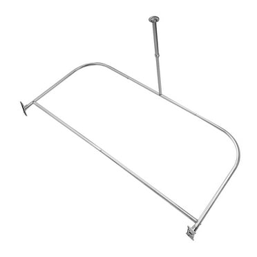 Utopia Alley Rustproof Aluminum Shower Rod - Chrome | D-Shape Shower Rod with Ceiling Support, Shower Curtain Rod for Bathroom Shower, Perfect for Freestanding Tubs and Showers (61"L x 28"W)