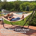 thumbnail image 3 of Sunnydaze 2-Person Quilted Polyester Spreader Bar Hammock with Stand, 450 lb Capacity - Sandy Beach, 3 of 15