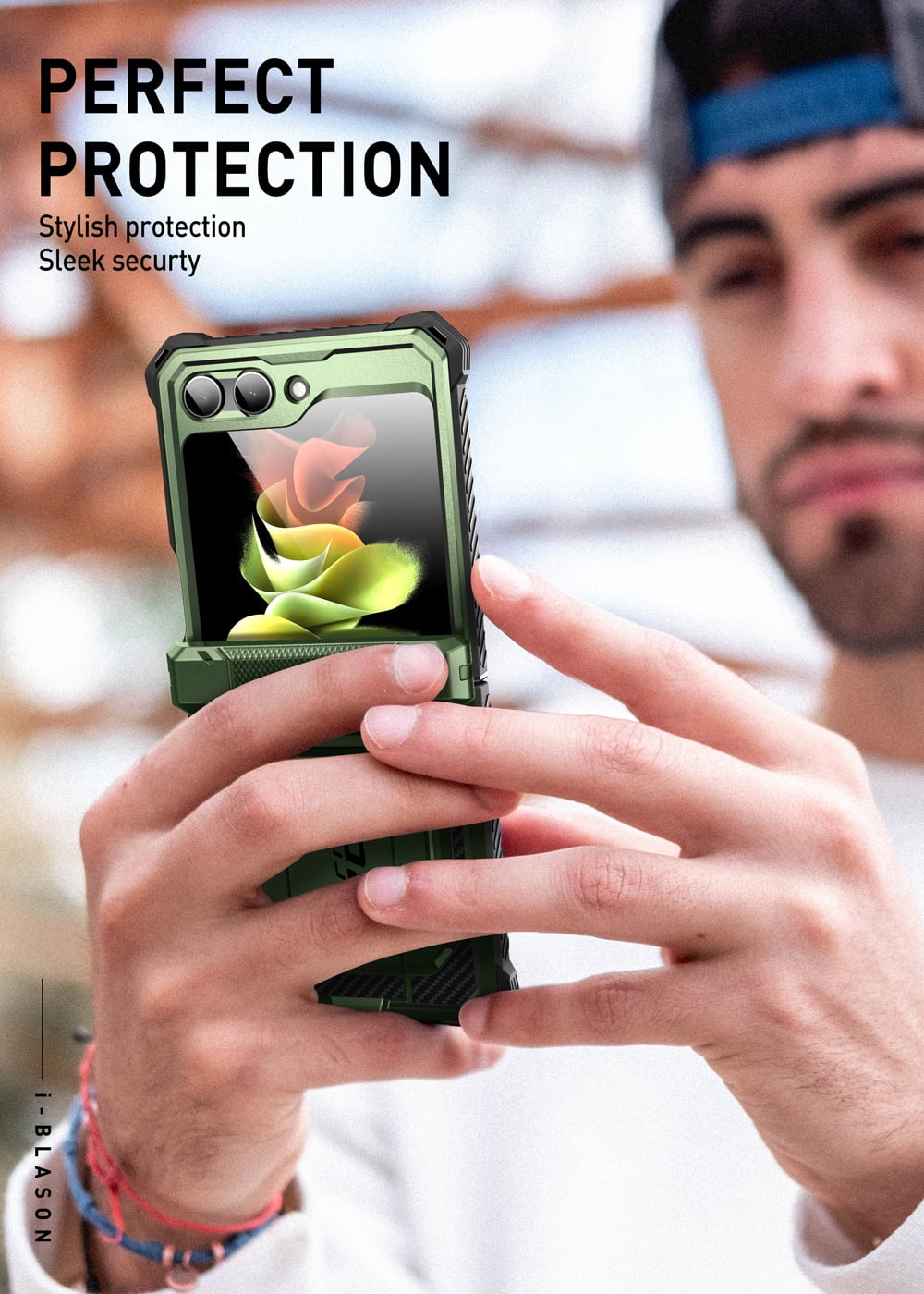 i-Blason Armorbox Series Case for Samsung Galaxy Z Flip 5 5G (2023), Full-Body Rugged Holster Case with Shock Reduction/Bumper (Guldan)