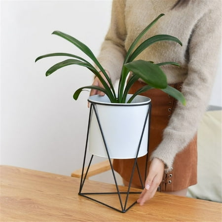 Metal Indoor Planters Asewan Geometric Flower Pot Nordic Flower Frame Metal Stand Chic Indoor Outdoor Garden Plant Holder Display Planter Home Desktop Decor 7.28''x6.3'' Creative Gift ()