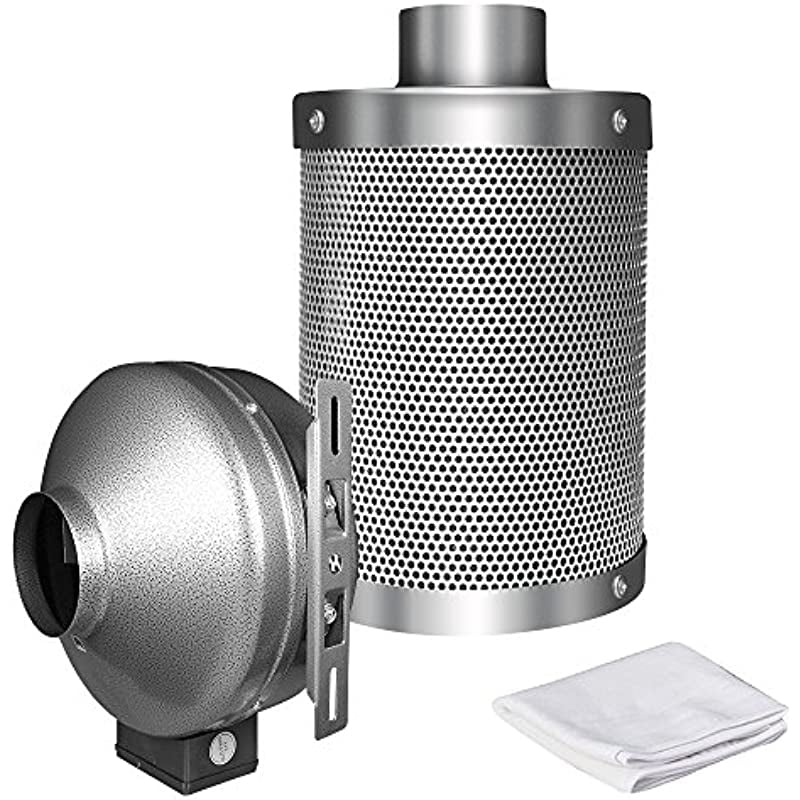 iPower 4 Inch Carbon Filter & Inline Combo Fan Filter, 4" Duct