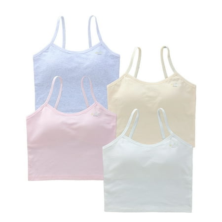 4 Pack Girls Padded Training Bras Cotton Bras Cami Bralettes Sports Bra Training Bras Sports Bras for Girls 10-16
