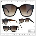 thumbnail image 2 of Womens Inset Lens Large Plastic Rectangle Horn Rim Marble Inlay Sunglasses Brown Yellow - Brown, 2 of 8