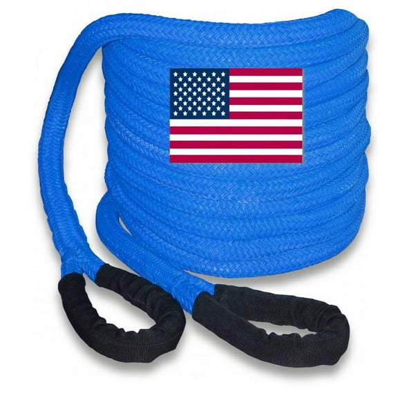 (4x4 RECOVERY) U.S. made "SAFETY BLUE" Safe-T-Line® Kinetic Snatch ROPE - 1 inch X 30 ft