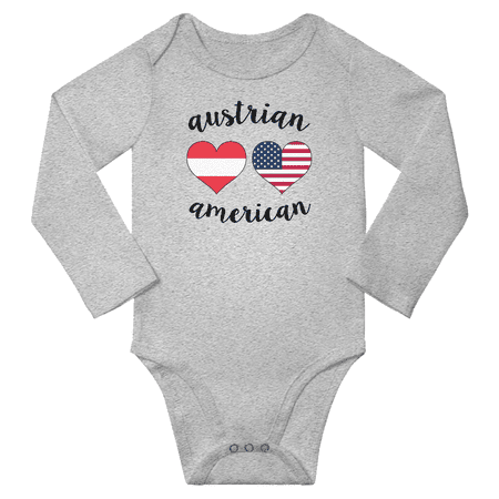 

Austrian and American Love Heart Baby Long Slevve Romper Bodysuit (Gray 3-6 Months)