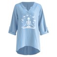thumbnail image 4 of Moda Mujer Camiseta de manga larga Otoño Frente abierto Prendas de abrigo sueltas Impresión Blusa Abrigo Tops Pompotops FGAJ14591, 4 of 5