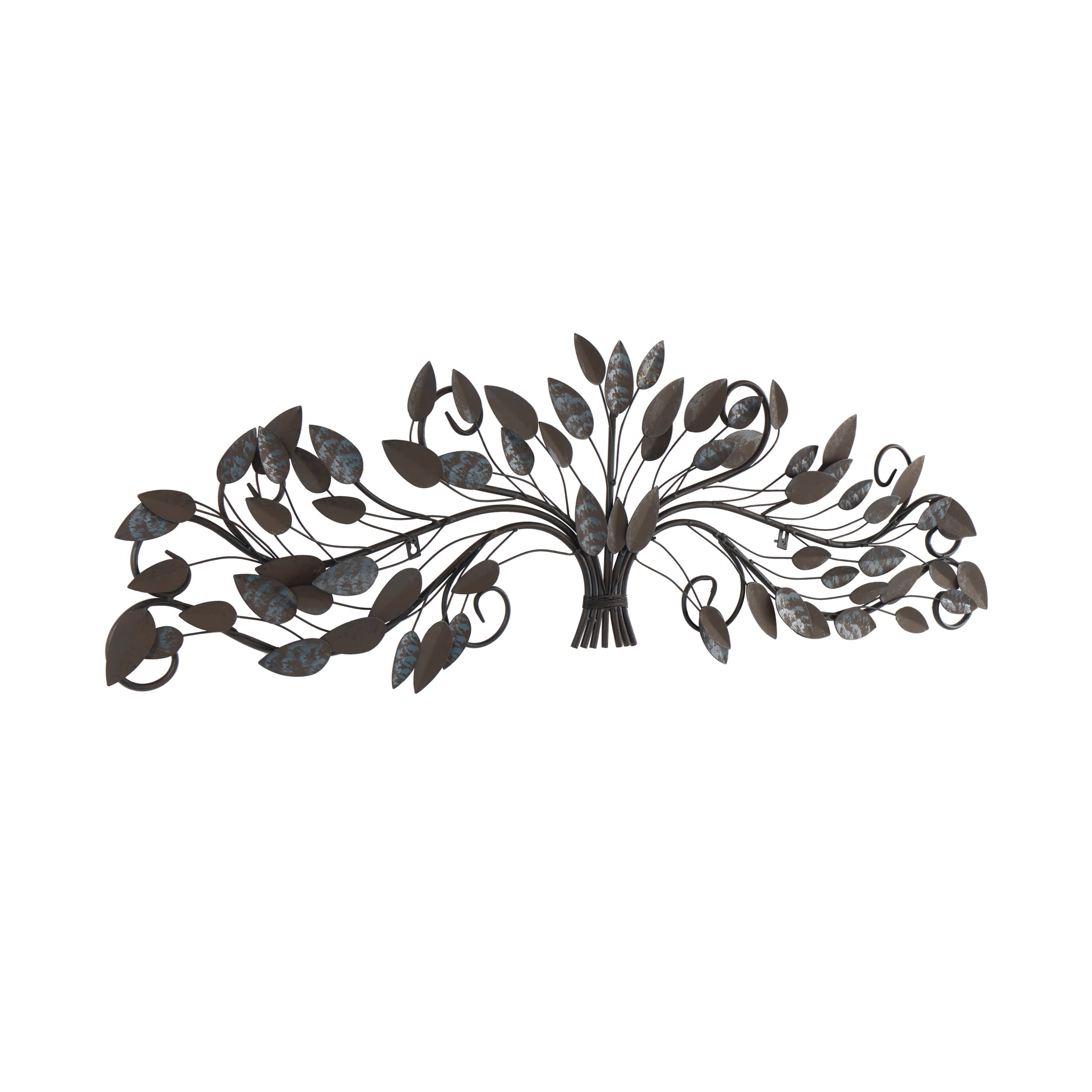 DecMode Blue Metal Leaf Wall Decor with Beaded Accents