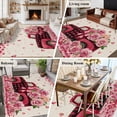 thumbnail image 5 of Large Area Rugs for Living Room Bedroom, Valentine's Day 5'x8' Rug Washable Carpet Runner Indoor Outdoor, Romantic Love Truck Roses Plaid Beige Non Slip Floor Mats Rug for Kitchen, Bathroom, 5 of 8