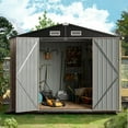 thumbnail image 5 of Sunmthink Outdoor Storage Shed, 6.3x4.2 FT, Metal Storage Shed with Door & Lock, Steel Utility Tool Shed for Backyard Garden Patio Lawn, Brown, 5 of 7