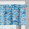 thumbnail image 5 of Ambesonne Lighthouse Valance & Curtain, Wavy Lines Dolphins, 55"x24", Blue Navy Blue Red, 5 of 6