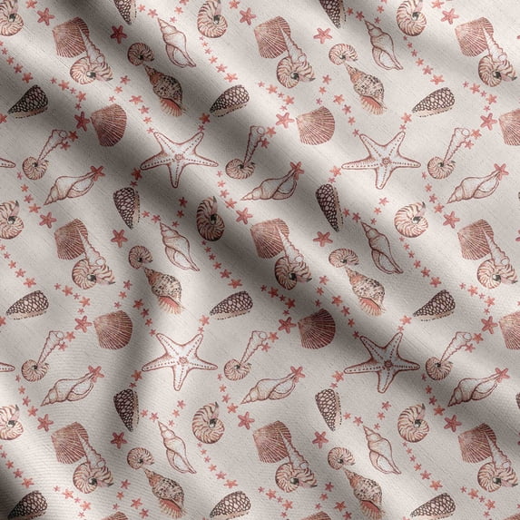 Soimoi Sea Shell Print,Cotton Poplin, Sewing Fabric Sold by The Yard 42 Inch Wide,Sewing Craft Quilting/Quilt Making Fabric, Rose Brown