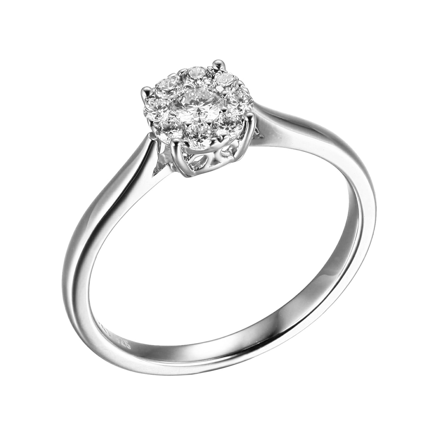 Forever Facets 1/4 CT TW Lab Grown Diamond Ring in Platinum over Sterling Silver, Adult Female