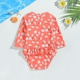thumbnail image 4 of THDHVS Kids Swimsuits, Bathing Suits for Girls, Kid's Print Long Sleeve Cute Flounce Swimsuit for Girls Orange 5-6 Years, 4 of 8